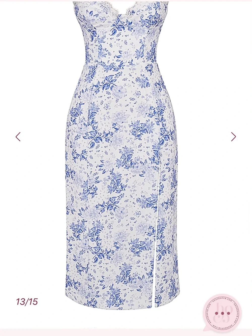 House of CB Dress Charlotte Like New- blue and cream - Picture 12 of 12